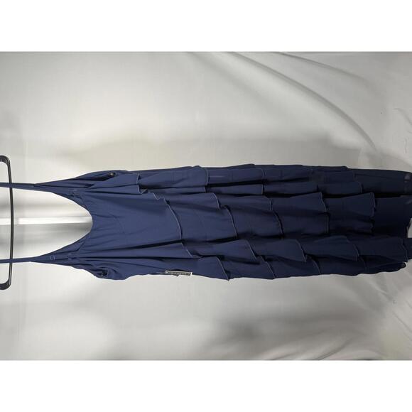 B. Darlin Women's V-Neck Sleeveless Ruffle-Trim Gown Navy Plus Size 24W NWT - Picture 4 of 7